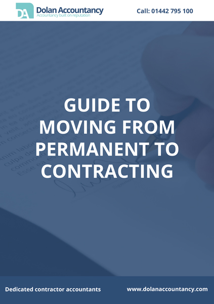 Document cover stated "moving from permanent to contracting". Photo back ground of hand signing with a blue colour overlay.